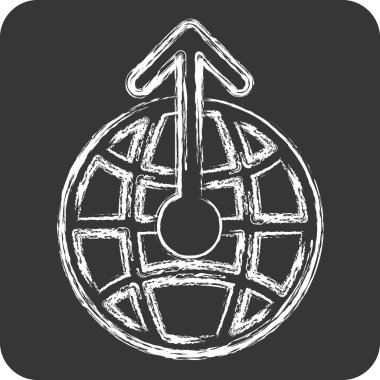 Simge İnternet Güçleri. İklim Değişikliği sembolüyle ilgili. Tebeşir stili. Basit dizayn edilebilir. Basit resimleme