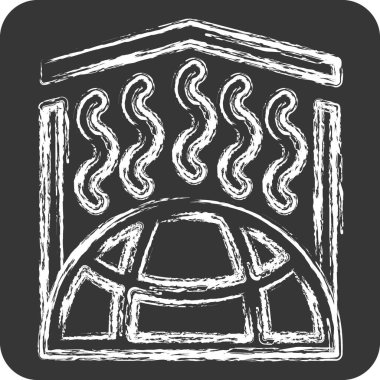 Simge Sera Etkisi. İklim Değişikliği sembolüyle ilgili. Tebeşir stili. Basit dizayn edilebilir. Basit resimleme