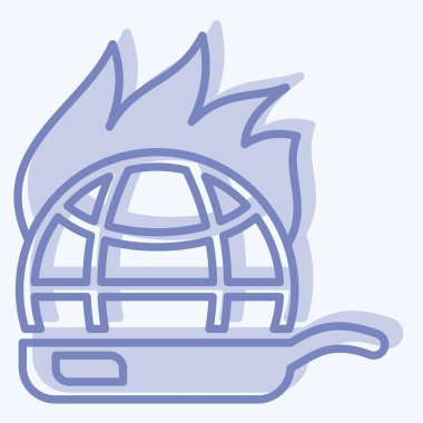 Simge Küresel Isınma. İklim Değişikliği sembolüyle ilgili. İki ton stili. Basit dizayn edilebilir. Basit resimleme