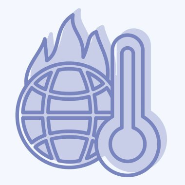 Simge Artan Sıcaklık. İklim Değişikliği sembolüyle ilgili. İki ton stili. Basit dizayn edilebilir. Basit resimleme