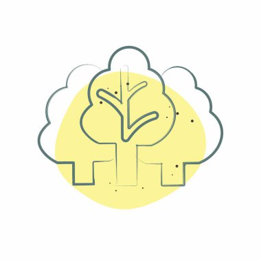 Simge Bitkisi. İklim Değişikliği sembolüyle ilgili. Renkli Leke Biçimi. Basit dizayn edilebilir. Basit resimleme