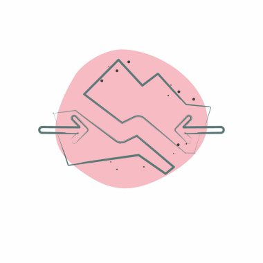 Simge Plakası Tektoniği. İklim Değişikliği sembolüyle ilgili. Renkli Leke Biçimi. Basit dizayn edilebilir. Basit resimleme