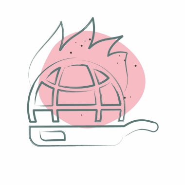 Simge Küresel Isınma. İklim Değişikliği sembolüyle ilgili. Renkli Leke Biçimi. Basit dizayn edilebilir. Basit resimleme