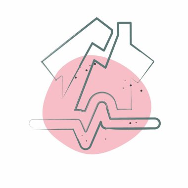 İkon depremi. İklim Değişikliği sembolüyle ilgili. Renkli Leke Biçimi. Basit dizayn edilebilir. Basit resimleme