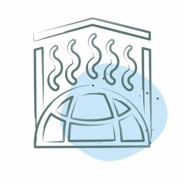 Simge Sera Etkisi. İklim Değişikliği sembolüyle ilgili. Renkli Leke Biçimi. Basit dizayn edilebilir. Basit resimleme