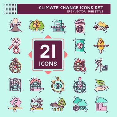 Simge Ayarları İklim Değişikliği. Bilim sembolüyle ilgili. MBE tarzı. Basit dizayn edilebilir. Basit resimleme