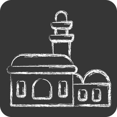 Simge Camii. Suudi Arabistan sembolüyle ilgili. Tebeşir stili. Basit dizayn edilebilir. Basit resimleme
