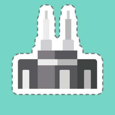 Etiket şeridi Kabe 'yi kesti. Suudi Arabistan sembolüyle ilgili. Basit dizayn edilebilir. Basit resimleme