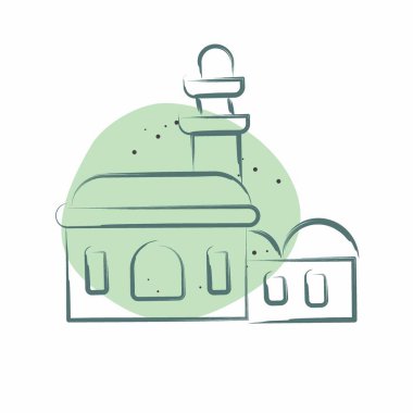 Simge Camii. Suudi Arabistan sembolüyle ilgili. Renkli Leke Biçimi. Basit dizayn edilebilir. Basit resimleme