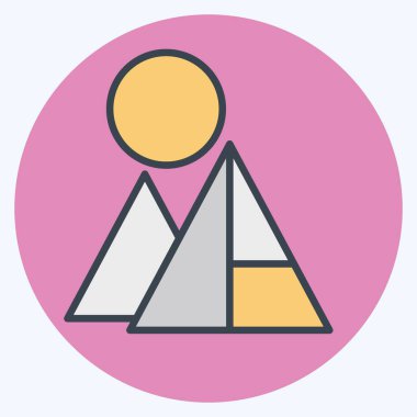 Simge piramitleri. Suudi Arabistan sembolüyle ilgili. renk arkadaşı stili. Basit dizayn edilebilir. Basit resimleme