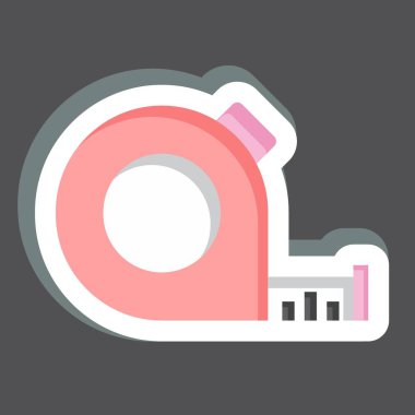 Etiketli mezura. Bina materyali sembolüyle ilgili. Basit dizayn edilebilir. Basit resimleme