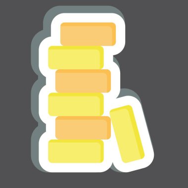 Çıkartmalı Brick. Bina materyali sembolüyle ilgili. Basit dizayn edilebilir. Basit resimleme