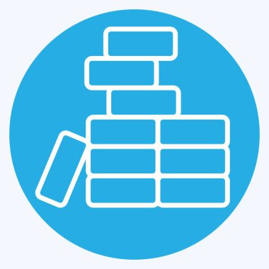 Simge tuğla işi. Bina materyali sembolüyle ilgili. Mavi gözlü. Basit dizayn edilebilir. Basit resimleme