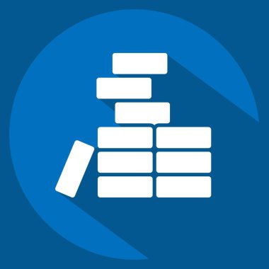 Simge tuğla işi. Bina materyali sembolüyle ilgili. Uzun gölge tarzı. Basit dizayn edilebilir. Basit resimleme