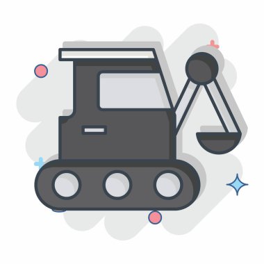 Simge Kazıcı. Bina materyali sembolüyle ilgili. Çizgi roman. Basit dizayn edilebilir. Basit resimleme