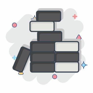 Simge tuğla işi. Bina materyali sembolüyle ilgili. Çizgi roman. Basit dizayn edilebilir. Basit resimleme