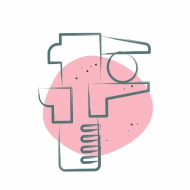 Simge Kaliper. Bina materyali sembolüyle ilgili. Renkli Leke Biçimi. Basit dizayn edilebilir. Basit resimleme