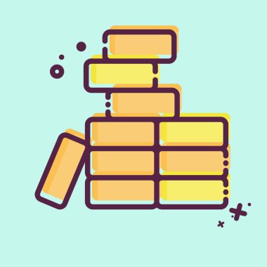 Simge tuğla işi. Bina materyali sembolüyle ilgili. MBE tarzı. Basit dizayn edilebilir. Basit resimleme