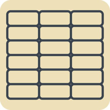 Simge Duvarı. Bina materyali sembolüyle ilgili. El çizimi tarzı. Basit dizayn edilebilir. Basit resimleme