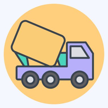 Simge Kamyonu Karıştırıcısı. Bina materyali sembolüyle ilgili. renk arkadaşı stili. Basit dizayn edilebilir. Basit resimleme