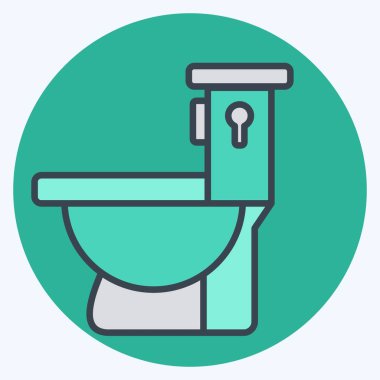 Simge Tuvaleti. Bina materyali sembolüyle ilgili. renk arkadaşı stili. Basit dizayn edilebilir. Basit resimleme