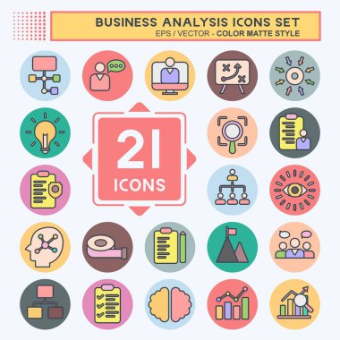 Simge Ayarlama İş Analizi. İşletme sembolüyle ilgili. renk eşi biçimi basit tasarım düzenlenebilir. Basit resimleme