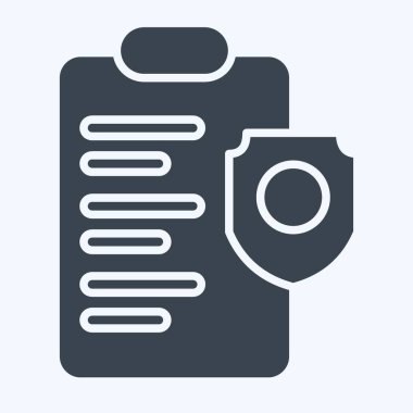 Simge Politikası. İş Analizi sembolüyle ilgili. Kabartma tarzı. Basit dizayn edilebilir. Basit resimleme