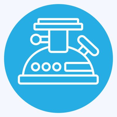 Icon Sobası ve... Kamp sembolüyle ilgili. Mavi gözlü. Basit dizayn edilebilir. Basit resimleme