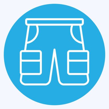 Simge Şortlar. Kamp sembolüyle ilgili. Mavi gözlü. Basit dizayn edilebilir. Basit resimleme