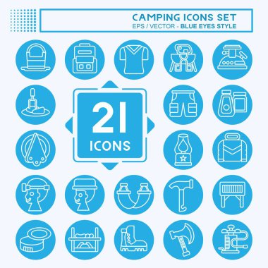 Simge Tanıma Kampı. Macera sembolüyle ilgili. Mavi gözlü. Basit dizayn edilebilir. Basit resimleme