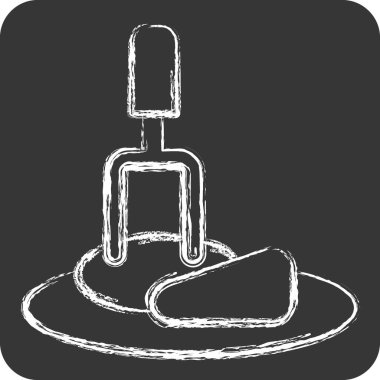 Icon Şiş Izgara Çatalı. Kamp sembolüyle ilgili. Tebeşir stili. Basit dizayn edilebilir. Basit resimleme