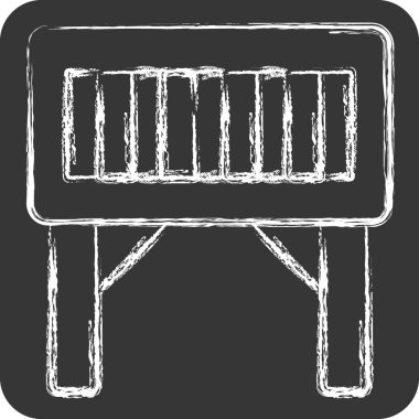 Simge Katlama Masası. Kamp sembolüyle ilgili. Tebeşir stili. Basit dizayn edilebilir. Basit resimleme