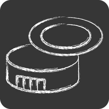 Simge Konserve Açacağı. Kamp sembolüyle ilgili. Tebeşir stili. Basit dizayn edilebilir. Basit resimleme