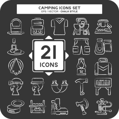 Simge Tanıma Kampı. Macera sembolüyle ilgili. Tebeşir stili. Basit dizayn edilebilir. Basit resimleme