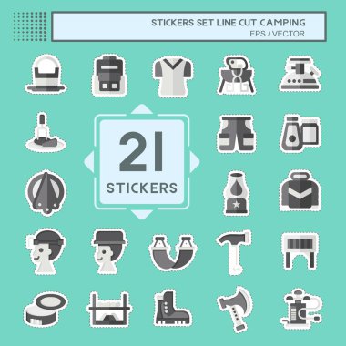 Çıkartma çizgisi kesimi. Kamp kur. Macera sembolüyle ilgili. Basit dizayn edilebilir. Basit resimleme