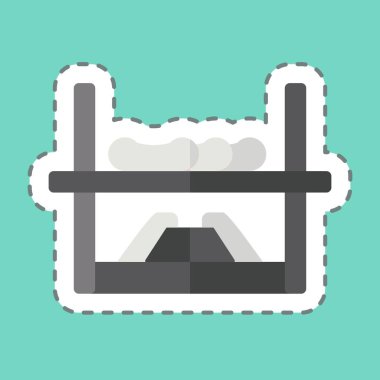 Çıkartma hattı Kamp Ateşi Izgarası 'nı kesti. Kamp sembolüyle ilgili. Basit dizayn edilebilir. Basit resimleme