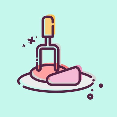 Icon Şiş Izgara Çatalı. Kamp sembolüyle ilgili. MBE tarzı. Basit dizayn edilebilir. Basit resimleme