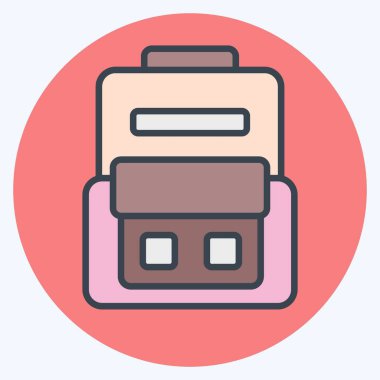 Simge Destek Torbaları. Kamp sembolüyle ilgili. renk arkadaşı stili. Basit dizayn edilebilir. Basit resimleme