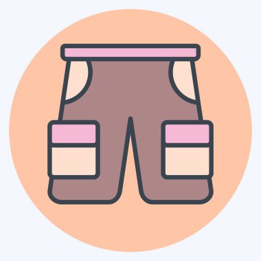 Simge Şortlar. Kamp sembolüyle ilgili. renk arkadaşı stili. Basit dizayn edilebilir. Basit resimleme