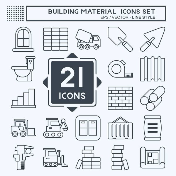 Icon Set Building Material. related to Education symbol. line style. simple design editable. simple illustration