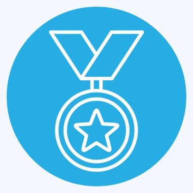 Simge Madalyası. Ödül sembolüyle ilgili. Mavi gözlü. Basit dizayn edilebilir. Basit resimleme