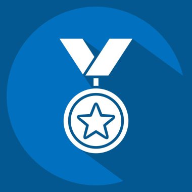 Simge Madalyası. Ödül sembolüyle ilgili. Uzun gölge tarzı. Basit dizayn edilebilir. Basit resimleme