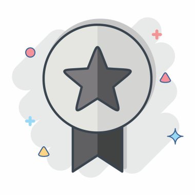 Simge Rozeti. Ödül sembolüyle ilgili. Çizgi roman. Basit dizayn edilebilir. Basit resimleme