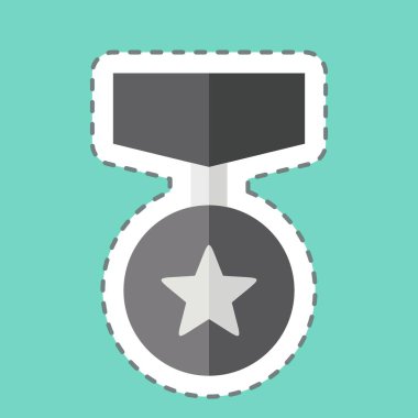 Etiket şeridi Rozet 4 'ü kesti. Ödül sembolüyle ilgili. Basit dizayn edilebilir. Basit resimleme