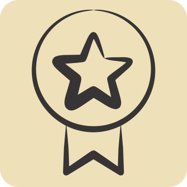 Simge Rozeti. Ödül sembolüyle ilgili. El çizimi tarzı. Basit dizayn edilebilir. Basit resimleme