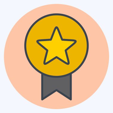 Simge Rozeti. Ödül sembolüyle ilgili. renk arkadaşı stili. Basit dizayn edilebilir. Basit resimleme