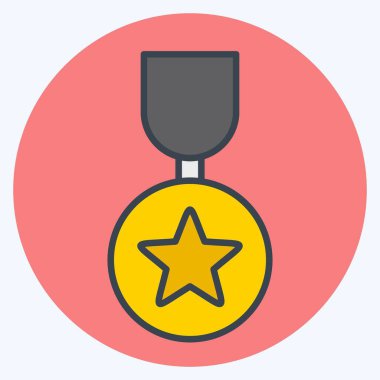 Ödül sembolüyle ilgili Simge 1. renk arkadaşı stili. Basit dizayn edilebilir. Basit resimleme