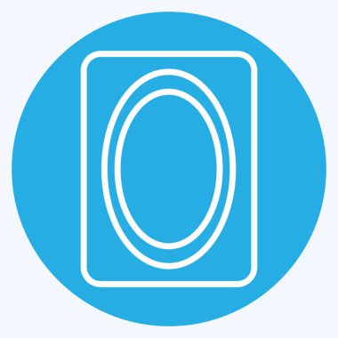 Simge Ayna. Banyo sembolüyle ilgili. Mavi gözlü. Basit dizayn edilebilir. Basit resimleme