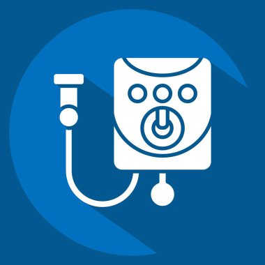 Icon Su Kaloriferi. Banyo sembolüyle ilgili. Uzun gölge tarzı. Basit dizayn edilebilir. Basit resimleme