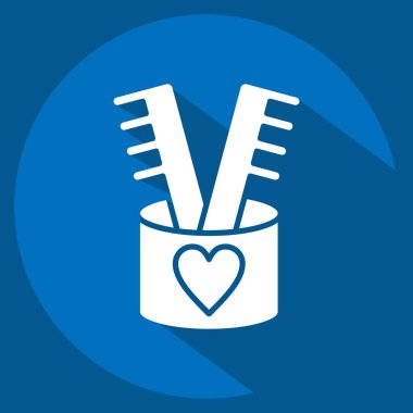 Simge Tarağı. Banyo sembolüyle ilgili. Uzun gölge tarzı. Basit dizayn edilebilir. Basit resimleme